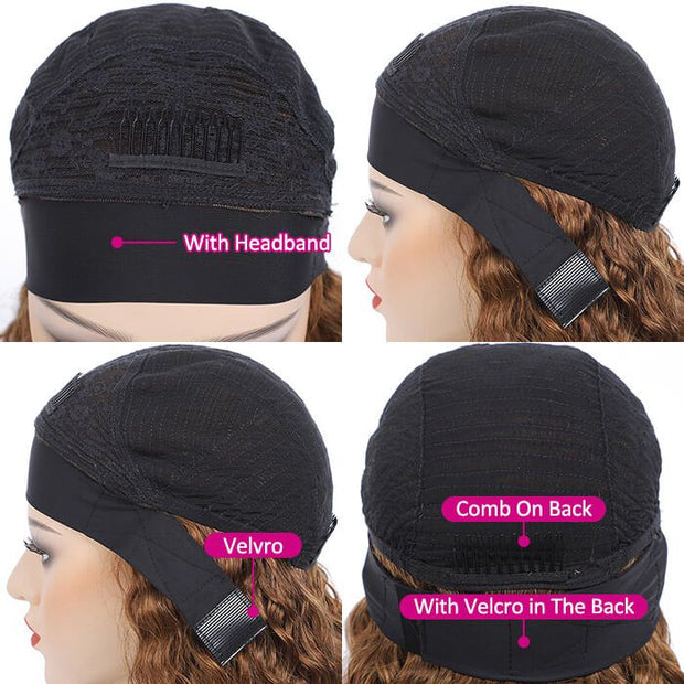 #30 Ombre Color Headband Wig Human Hair Headband Scarf 150% Density Wig