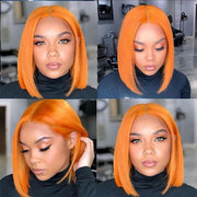 Short Orange Ginger 13x4 Lace Front Barbie Colored Straight Bob Wigs For Woman Pre Plucked 150% Density 4x4 Closure Bob Wig
