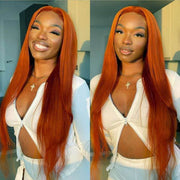 Orange Ginger Hair Color Wig Colored Straight Hair 13x4 HD Transparent Lace Human Hair Wigs For Black Women
