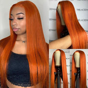 Orange Ginger Color 13x6 HD Lace Front Wigs Pre Plucked Human Hair Wig 150%-220% Density Remy Glueless Lace Wig for Women