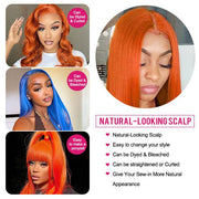 Orange Ginger Hair Color Wig Colored Straight Hair 13x4 HD Transparent Lace Human Hair Wigs For Black Women