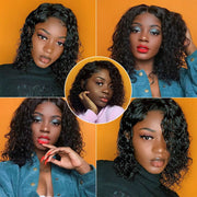 13x4 Water Wave Bob Human Hair Wigs for Black Women Glueless Pre Plucked Bob Lace Wig with Baby Hair