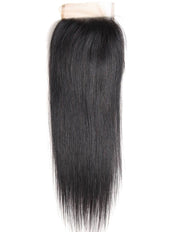 Remy Human Hair Straight Hair Weave 3 Bundles With 4x4 Lace Closure