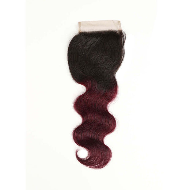 Remy Body Wave Human Hair Bundles With Closure 1B Burgundy Remy Peruvian Dyed Ombre 3 Bundles With Frontal 4x4 Brazilian Human Hair
