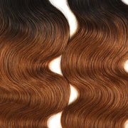 Body Wave Bundles With Closure Remy Human Hair 3 bundles with 4*4 Lace Closure Ombre Brown Color T1B/30