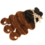 Body Wave Bundles With Closure Remy Human Hair 3 bundles with 4*4 Lace Closure Ombre Brown Color T1B/30