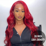 Red Color HD Transparent Body Wave Lace Front Wigs Colored Human Hair Pre plucked Bleached knots With Baby Hair
