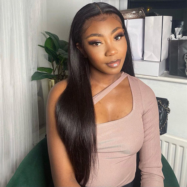 Skin Melt 5X5  Lace Straight Human Hair Lace Closure Wigs with Natural Hairline