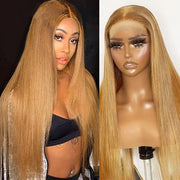 Straight Hair 13x6x1 Lace Frontal Wigs #27 Colored Honey Blonde HD Lace Wigs