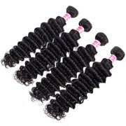 Brazilian Deep Wave Human Hair 4 Bundles 10A High Quality Natural Black Color Unprocessed Virgin Hair Weave