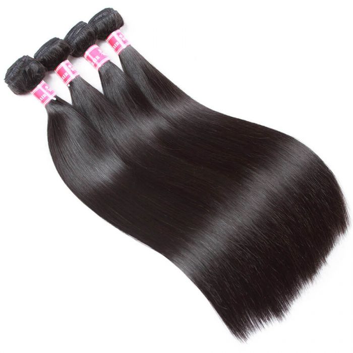 Brazilian Straight Virgin Hair 4 Bundles 10A Grade Unprocessed 100% Human Hair Weave Natural Black Color