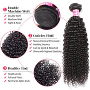 Brazilian Curly Weave Human Hair 4 Bundles with 4x4 Lace Closure 10A Unprocessed Virgin Hair