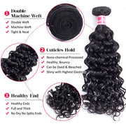 Peruvian Human Hair Water Wave 4 Bundles With 4*4 Lace Closures Wet And Wavy Virgin Hair